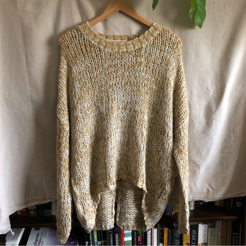 Mustard tweed knit sweater